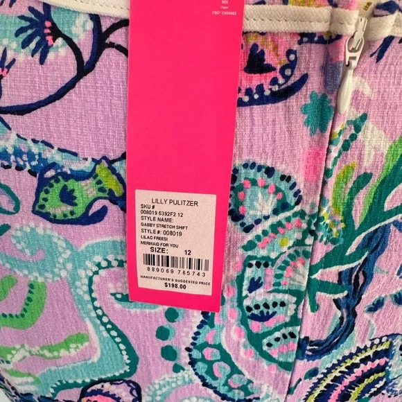 NWT- women’s size 12 Lilly Pulitzer, Gabby  stretch shift dress . color Lilac - Picture 3 of 5